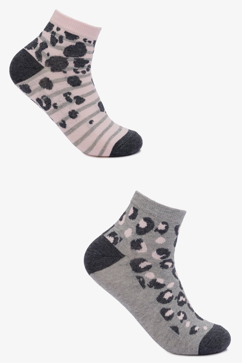 Carina Leopard Print Socks - 2 Pairs - Image 1